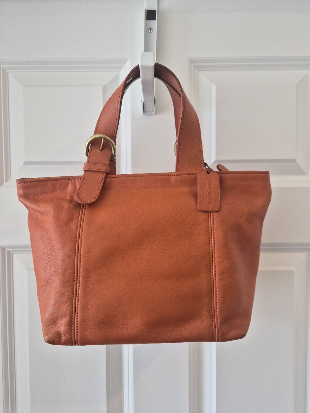 *Rare* [Coach] Vintage Waverly Top Handle Bag, Orange Tangerine Leather, 4133